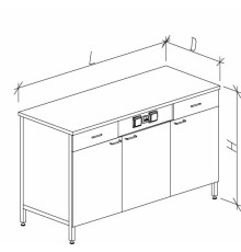 Стол-тумба с дверками с ящиками и розетками 1500 СТЛкм-М с/я.р.