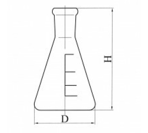 Колба коническая с цилиндрической горловиной КН-2-2000-50, с делениями, ТС