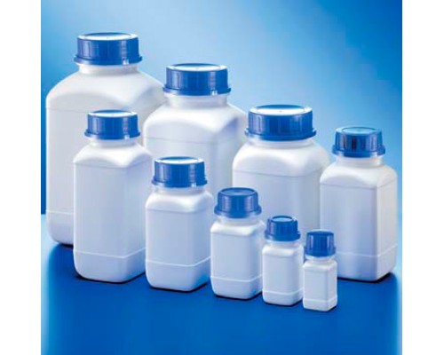 Бутыль Kautex широкогорлая 4000 мл, HDPE, квадратная, Ø 80 мм, белый цвет, без крышки, с сертификатом ООН для твердых веществ