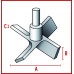 Перемешивающий элемент Bohlender пропеллерный, 4 лопасти, длина 600 мм, 100 х 20 х 5 мм, PTFE (Артикул C 484-22)
